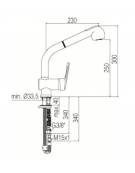 Miscelatore con doccia estraibile, canna alta e leva cm. 20