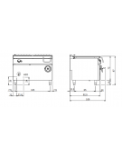 Brasiera a gas manuale capacità 120 lt. - Vasca in acciaio inox - cm 120x90x87h