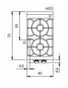 Cucina a gas 2 fuochi su vano con porta - piano stampato - Potenza totale Kw 9,5 - cm 40x73x87h