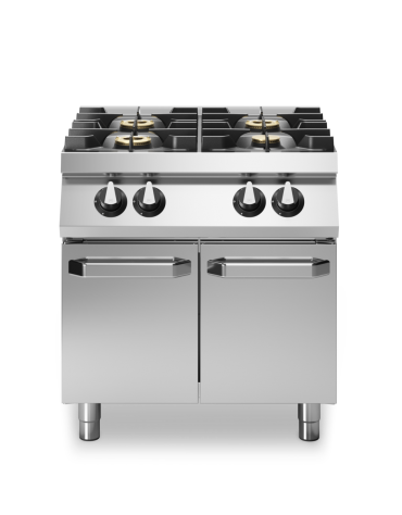 Cucina a gas 4 fuochi su vano con 2 porte - piano stampato - Potenza totale Kw 21,5 - cm 80x73x87h