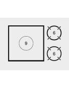 Cucina a gas 2 fuochi + tuttapiastra con forno a gas e porta neutra - piano stampato - cm 120x73x87h