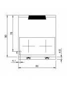 Cucina a induzione da banco per ristoranti - 2 Zone di cottura ORIZZONTALI da 5 Kw - cm 80x90x28h