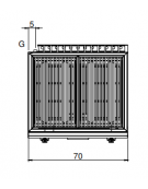 Griglia doppia in pietra lavica a gas da banco - 2 zone di cottura in acciaio inox - Potenza totale 11 kW - cm 70x65x30h