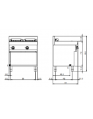 Griglia elettrica su vano aperto - 2 zone di cottura - potenza totale 8,16 Kw - cm 70x70x85h