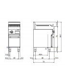 Griglia a pietra lavica gas su vano con porta- 1 zona di cottura in acciaio inox - cm 40x70x85h