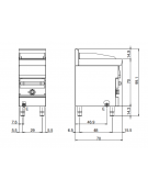 Griglia elettrica ad acqua su mobile - 1 zone di cottura - potenza 6 Kw - cm 40x70x85h