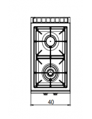 Cucina a gas professionale 2 fuochi su vano con porta - Bacinelle smaltate -  cm 40x70x85h