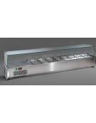 Vetrina refrigerata per banco pizza - capacità n.7 bacinelle GN 1/3 - cm 190x38.5x42.5h