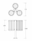 Cestino per la raccolta differenziata, 3 contenitori, acciaio zincato e verniciato, coperchi e posacenere - cm 80,2x74,2x131,7h