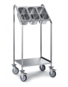 Carrello portaposate inox AISI 304 1 ripiano porta vassoi - 4 GN 1/3 - cm 75x45x90h