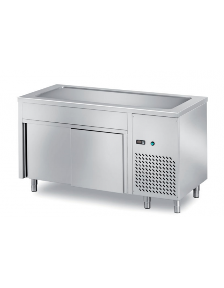 ELEMENTO INOX AISI 304 CON VASCA H. 30 REFRIGERATA E VANO INFERIORE CHIUSO - CM120x70x89h