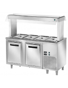 ELEMENTO ISOLA CENTRALE INOX AISI 304 REFRIGERATO SELF-SERVICE, x3 GN 1/1 - VANO INFERIORE REFRIGERATO - CM 120x70x150h