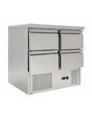 Saladette refrigerata in acciaio inox, con 4 cassetti, + 2° + 8°C - lt 380 - mm 900×700×850h