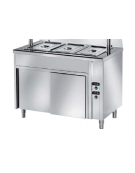 TAVOLO CALDO INOX AISI 304 BAGNOMARIA SELF SERVICE  x3 GN 1/1 - VANO INFERIORE NEUTRO - SENZA VETRO CURVO - CM. 120X80X89H