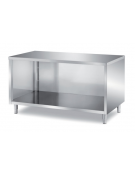 TAVOLO INOX AISI 304 A GIORNO SELF SERVICE CON SCHIENALE E PANNELLATURA SOTTOPIANO INOX - CM 70X80X89H