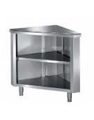 Elemento angolo interno a 90° a giorno in acciaio inox AISI 304, con ripiano - cm 70x70x89h