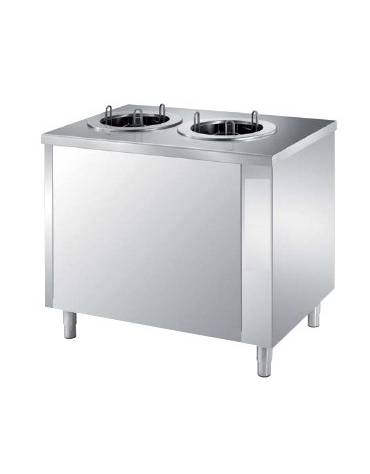 Tavolo inox distributore piatti neutro 2 colonne regolabili diametro 180/280 mm - Capacità 100/120 piatti tondi - cm 100x70x89h