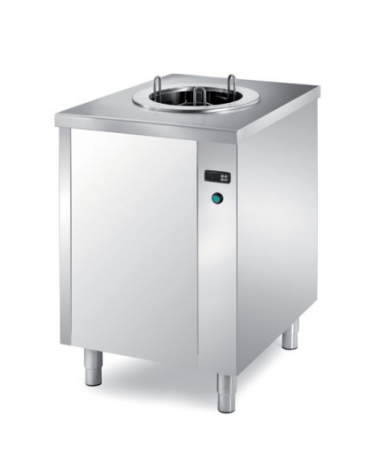 Tavolo inox distributore piatti riscaldabile 1 colonna regolabile Ø180/280 mm - Capacità 50/60 piatti tondi - cm 70x80x89h