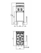 Cucina professionale industriale a gas 2 fuochi MEDIA POTENZA - cm 40x70x85/90