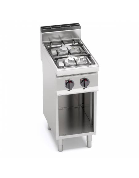 Cucina professionale industriale a gas 2 fuochi MEDIA POTENZA - cm 40x70x85/90