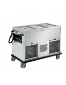 Carrello termico bagnomaria vasche separate 3x1/1GN - 1 vano refrigerato - inox 18/10 AISI 304 - cm 126,5x70x99h