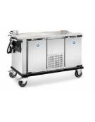 Carrello porta pasti con comparti stampati in acciaio inox 18/10 AISI 304 - 2 vani neutri + 1 refrigerato - cm 143x77x95h