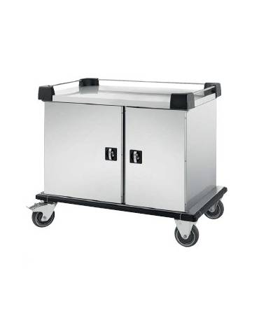 Carrello per prime colazioni acciaio inox 18/10 - 2 vani con ante - capacità 5xGN1/1 + 5 cesti 50x50 -cm 117,5x71,5x94h