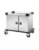 Carrello per prime colazioni in acciaio inox 18/10 - 2 vani con ante - capacità 5+5 x GN1/1 + porta bottiglie - cm 117,5x71,5x94