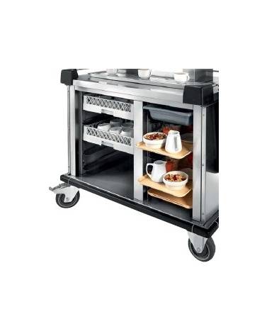 Carrello per prime colazioni in acciaio inox 18/10 - 3 vani a giorno - capacità 5+5 x GN1/1 + porta bottiglie - cm 117,5x71,5x94