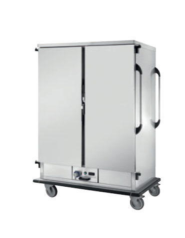 Carrello portateglie GN 2/1 o 2/1 riscaldato inox 18/10 AISI 304 - 40 bacinelle - supporto a C - cm 146x86x2000h