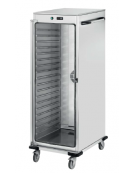 Armadio/carrello portateglie riscaldato in acciaio inox 18/10 AISI 304 - 2 vani 2 temperature - 7+7 teglie GN2/1 - cm 73x90,5x19