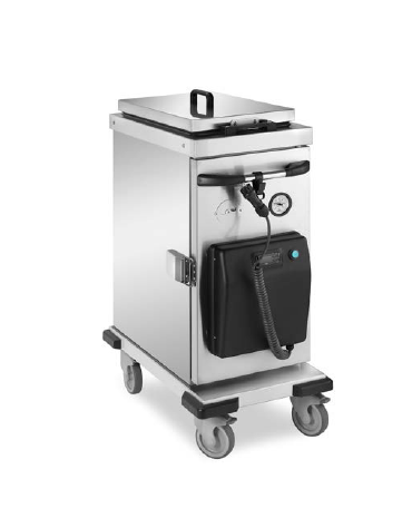 Carrello thermobox riscaldato con coperchio, in acciaio inox 18/10 AISI 304 -  12 Teglie GN 1/1 - cm 55x81x111,5h