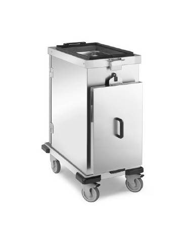 Carrello thermobox riscaldato con coperchio, in acciaio inox 18/10 AISI 304 -  12 Teglie GN 1/1 - cm 55x81x111,5h