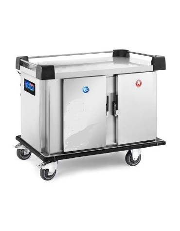 Carrello multiservice con piano inox senza sovrastruttura - ciclo mantenimento cook & serve, vani caldo/neutro - cm 127x77x104,5