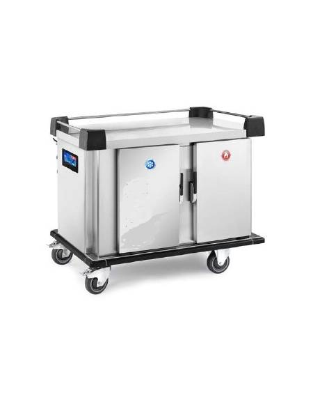 Carrello multiservice con piano inox senza sovrastruttura - ciclo mantenimento cook & serve, vani caldo/caldo - cm 127x77x104,5h