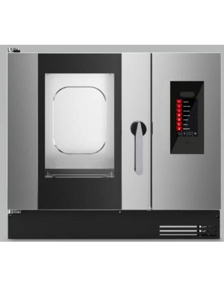 Forno elettrico combinato vapore con boiler ventilato N° 6 Teglie GN 1/1  con lavaggio automatico - Pannello TOUCH SCREEN 