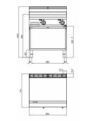 FRY TOP ELETTRICO DOPPIO LISCIO SU VANO APERTO CM 80x71.4x90h  - POTENZA kW 9,6