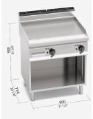 FRY TOP ELETTRICO DOPPIO LISCIO SU VANO APERTO CM 80x71.4x90h  - POTENZA kW 9,6