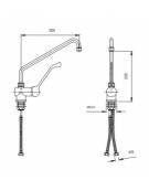 Miscelatore con canna cm. 30 con leva cm. 20