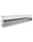 Vetrina refrigerata statica in acciaio inox e vetro - bacinelle GN1/3 -  mm 2000x395x435h