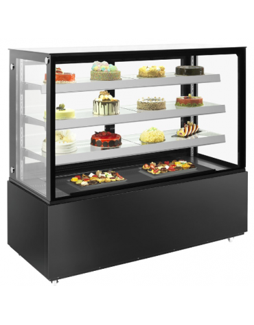 Espositore vetrina refrigerata pasticceria ventilata +2 +8°C in acciaio colore Nero - antiappannamento - cm 154x68,8x141h