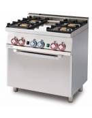 Cucina a gas 4 fuochi con forno a gas e grill elettrico cm 60x60