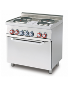 Cucina elettrica trifase-8,62kw, 4 piastre, forno elettrico statico con camera cm 64x42x35h, porta cieca inox - cm 80x60x90h