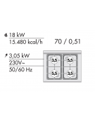 Cucina a gas 4 fuochi su forno a elettrico multifunzione, camera cm 46x37x35h, 1 griglia -porta inox,cm 60x60x90h