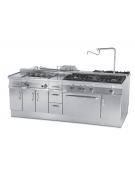 Cucina a gas 4 fuochi su forno a elettrico multifunzione, camera cm 46x37x35h, 1 griglia -porta inox,cm 60x60x90h