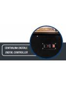 Vetrina riscaldata +30° / +60°C in acciaio colore nero con 3 griglie e ruote, potenza 800W - mm 900x685x1385h