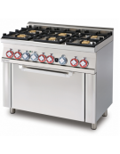 Cucina a gas 6 fuochi su forno a elettrico multifunzione, camera cm 64x37x35h porta  cieca , 1 griglia - cm 100x60x90h