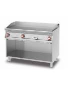 Fry top elettrico trifase-16,65kw, piastra liscia cromata SUPERCHROME cm 116x51 su mobile a giorno - dim. 120x70,5x90h