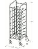 Carrello portavassoi in acciaio inox universali - supporto in filo - Portata vassoi 10 - cm 52x60x159h