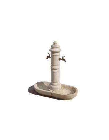 FONTANA DOPPIA IN CALCESTRUZZO CEMENTO COLORE BIANCO TRAVERTINO PER ESTERNO - cm 70x45x121h